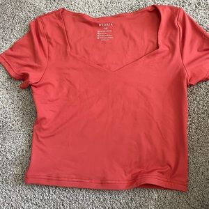Red Square Neck Top